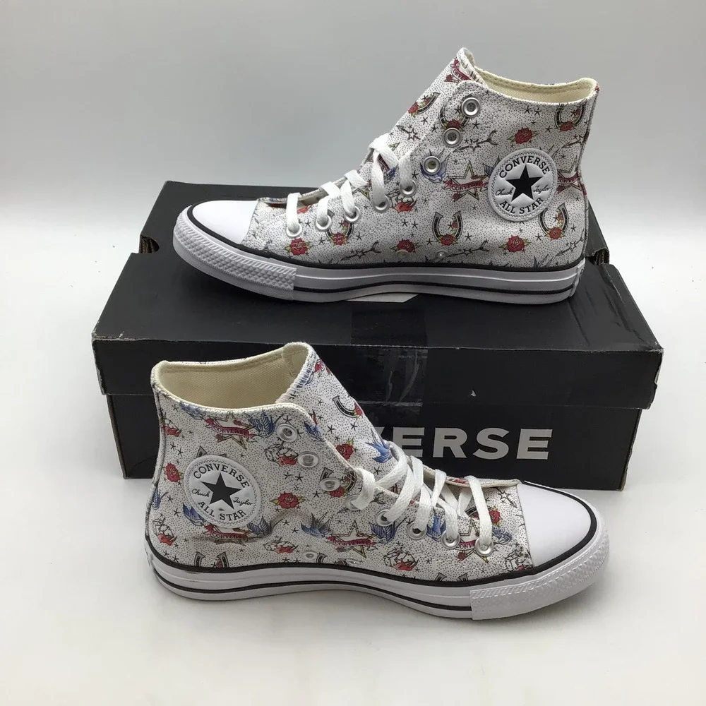 Converse Chuck Taylor All Star Tattoo Art High Top White A17212F Mens 7.5 NEW - Picture 2 of 6